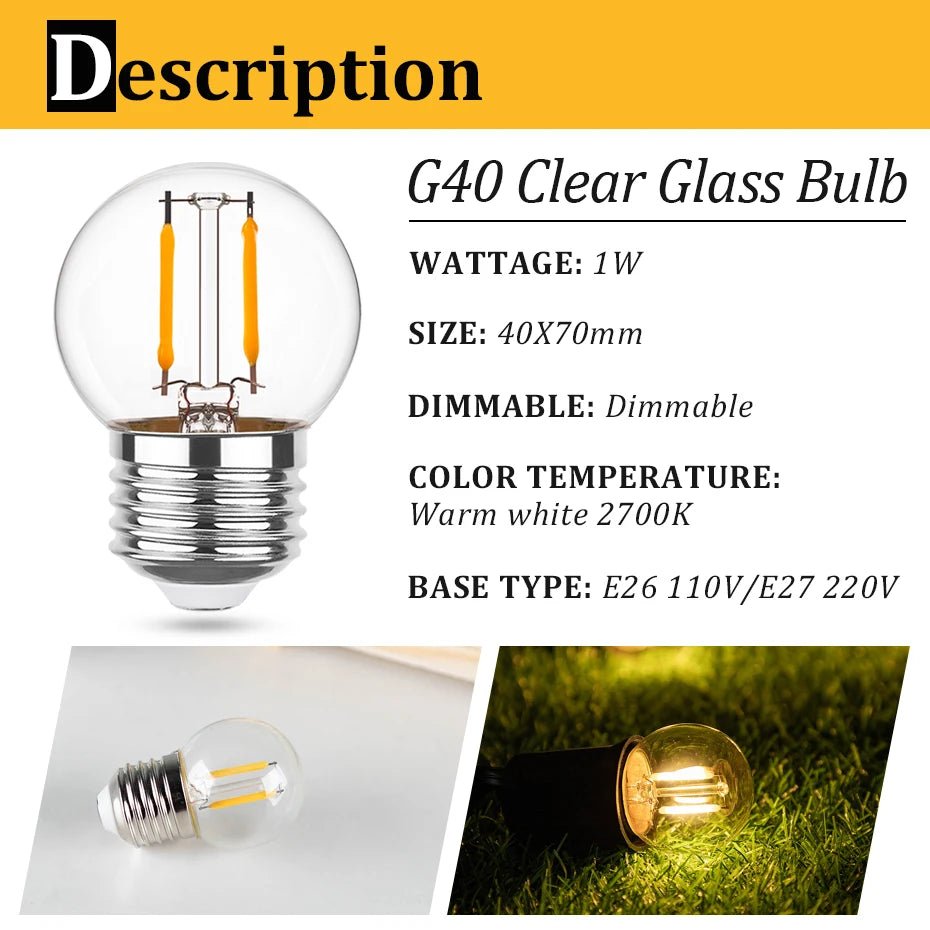 E27 1W LED Small Globe Dimmable Edison Bulb - Hans Lumiere