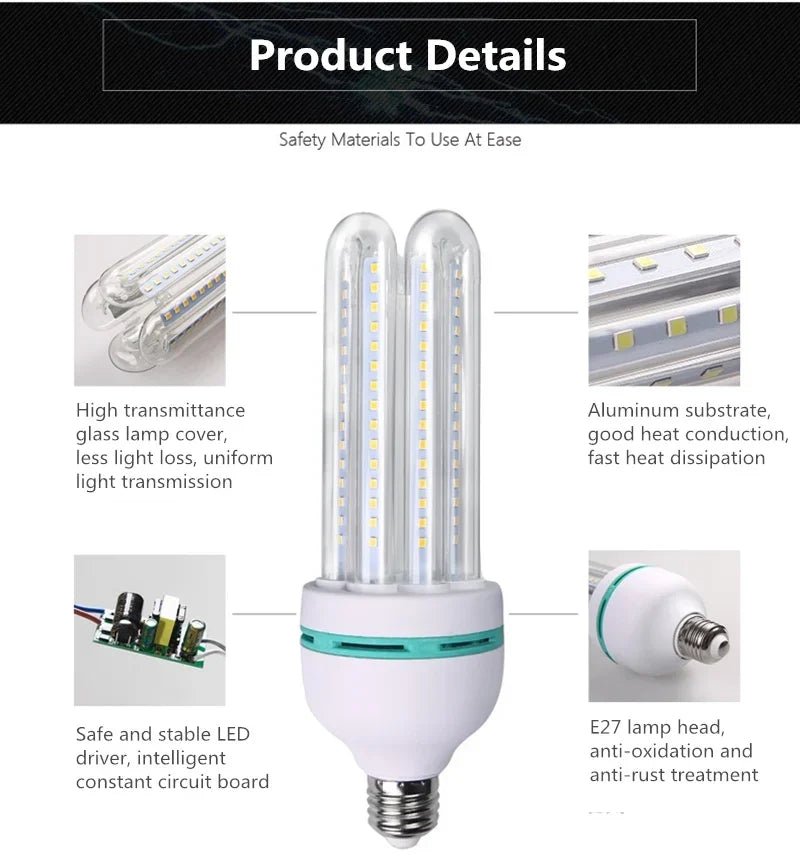 E27 LED Corn Light Bulb 3W to 50W, Energy Saving SMD2835 - Hans Lumiere