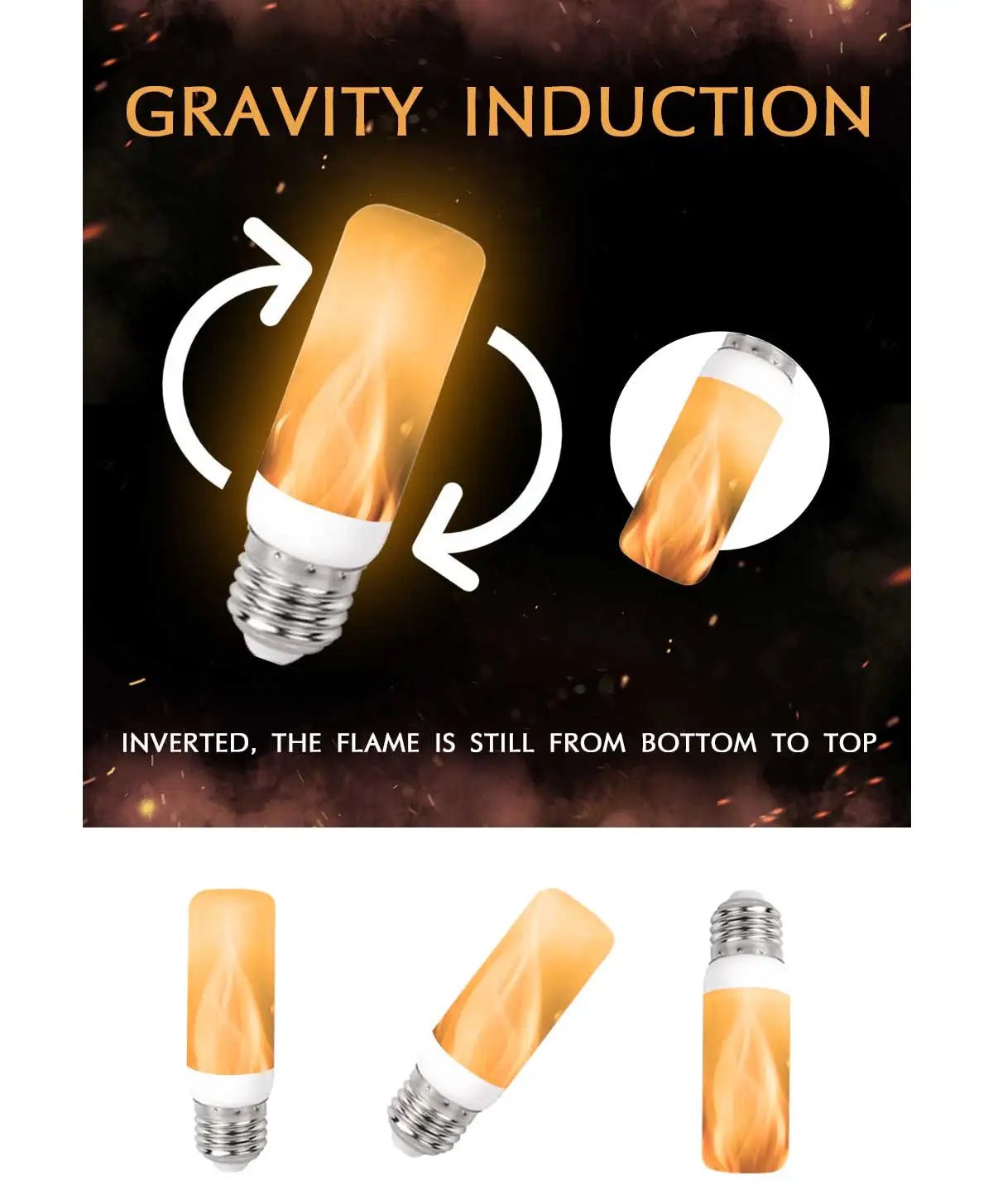 E27 LED Flickering Flame Effect Bulbs 5W, 3 Modes, 10 Pack - Hans Lumiere