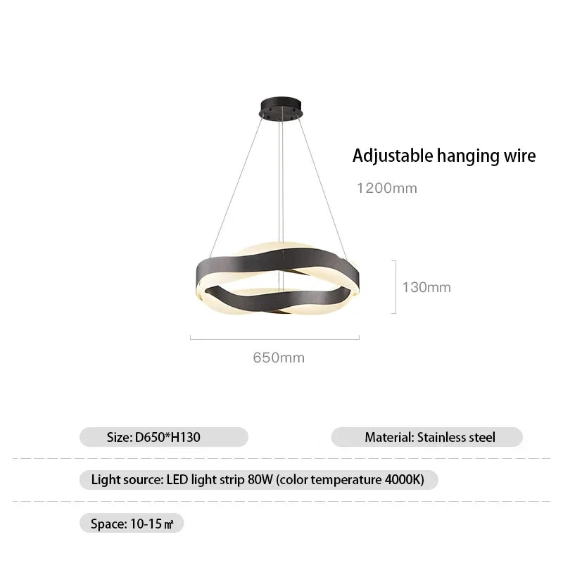 Fashionable LED Chandelier With Brushed Rings - Hans Lumiere