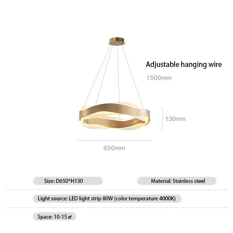 Fashionable LED Chandelier With Brushed Rings - Hans Lumiere