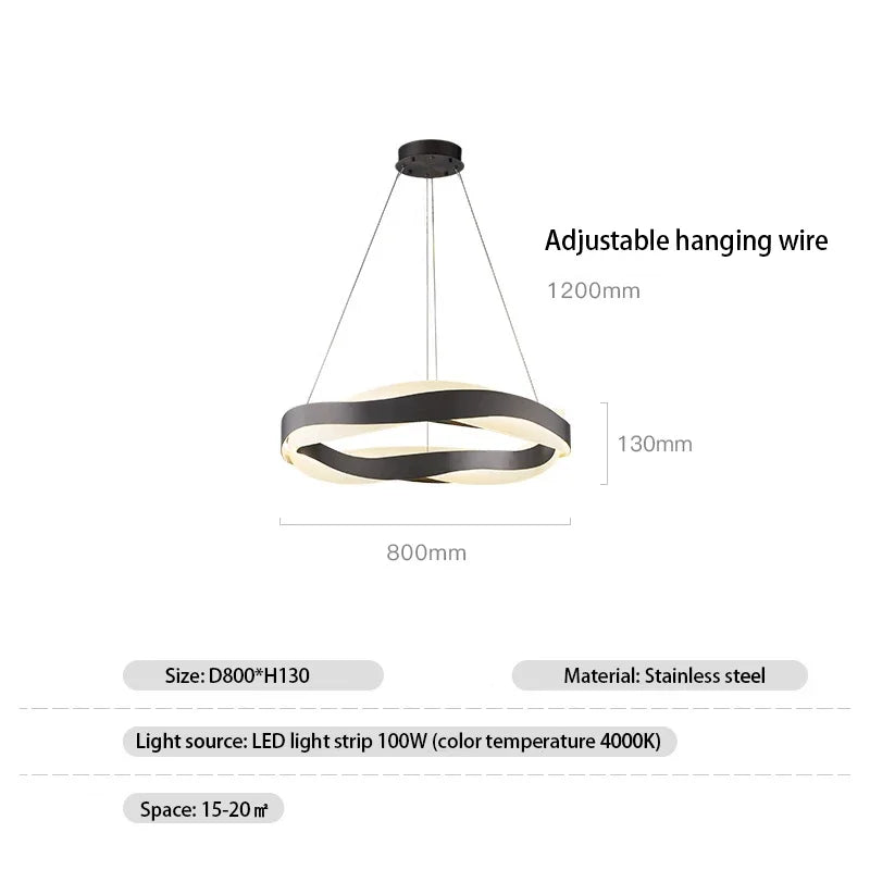 Fashionable LED Chandelier With Brushed Rings - Hans Lumiere