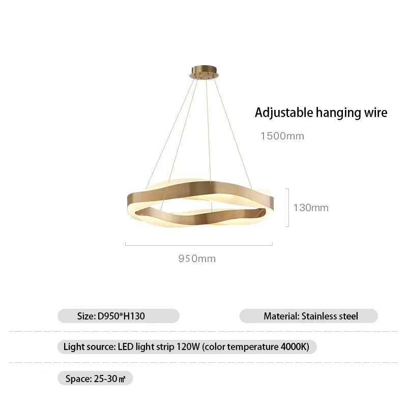 Fashionable LED Chandelier With Brushed Rings - Hans Lumiere