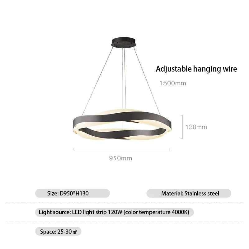Fashionable LED Chandelier With Brushed Rings - Hans Lumiere