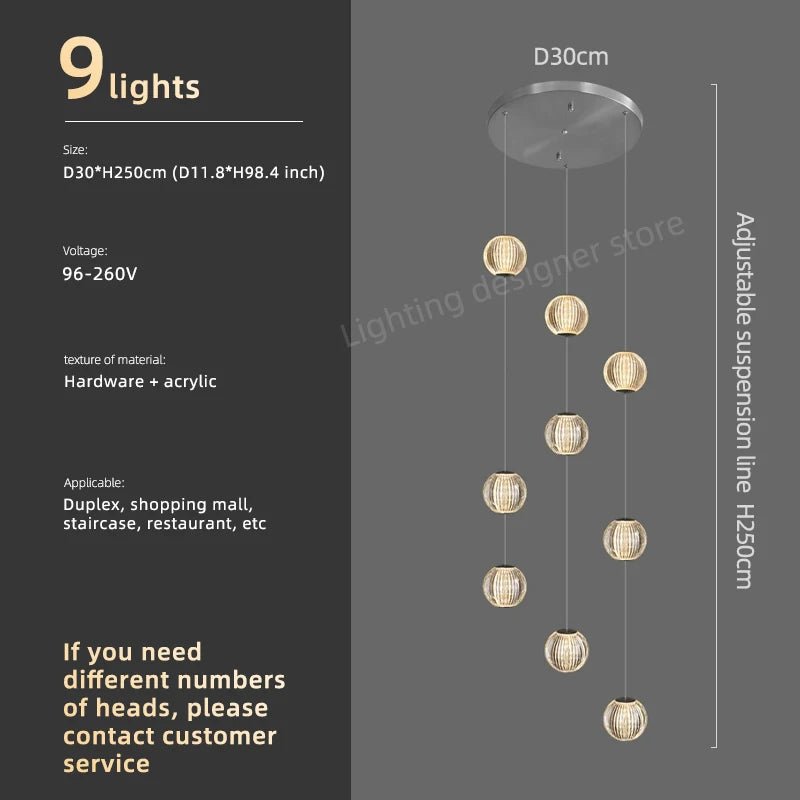 Fishbone Crystal Chandelier for Stairs, Dining and Living Room - Hans Lumiere