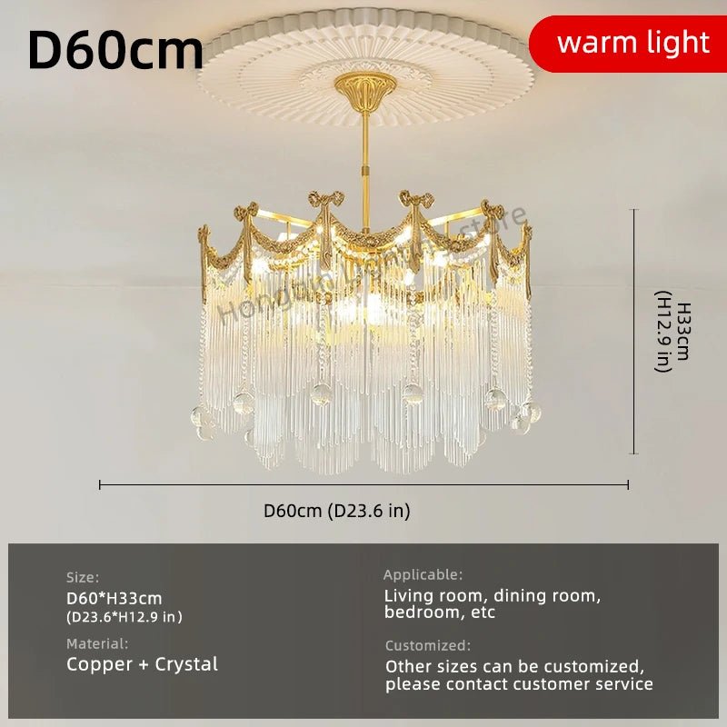 French Crystal Copper LED Pendant Light for Kitchen Islands & Dining Rooms - Hans Lumiere