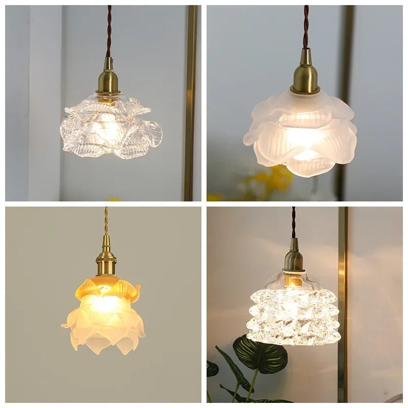 French Rose Petal All Copper Glass Lights - Hans Lumiere