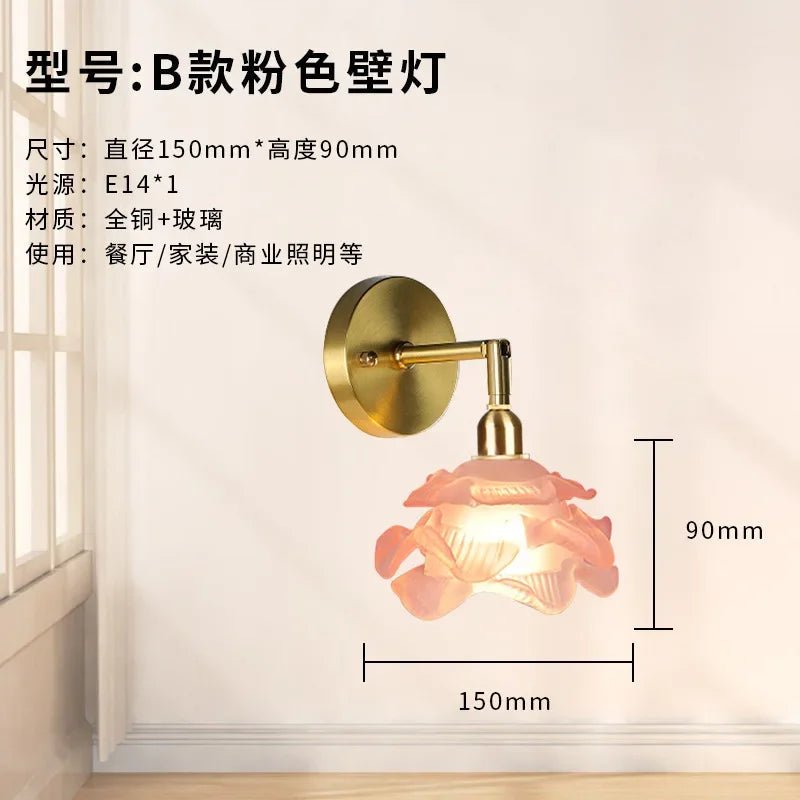 French Rose Petal All Copper Glass Lights - Hans Lumiere