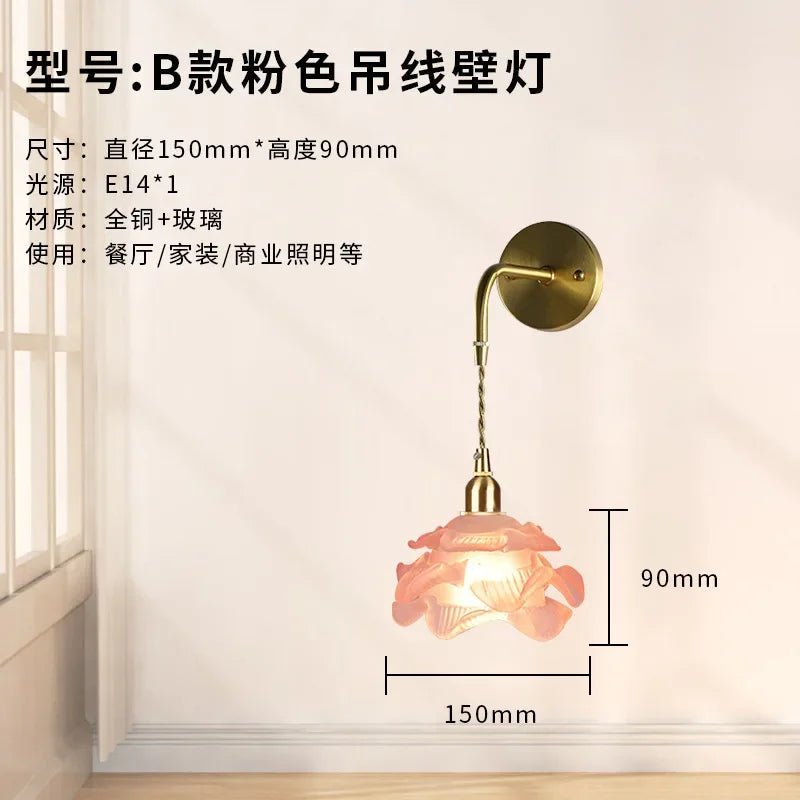 French Rose Petal All Copper Glass Lights - Hans Lumiere