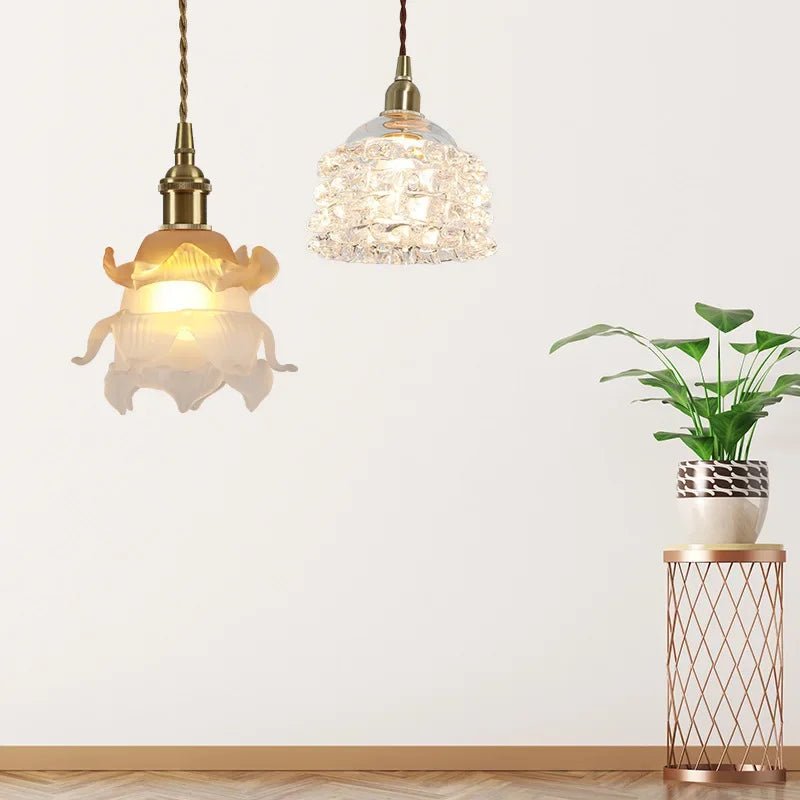 French Rose Petal All Copper Glass Lights - Hans Lumiere