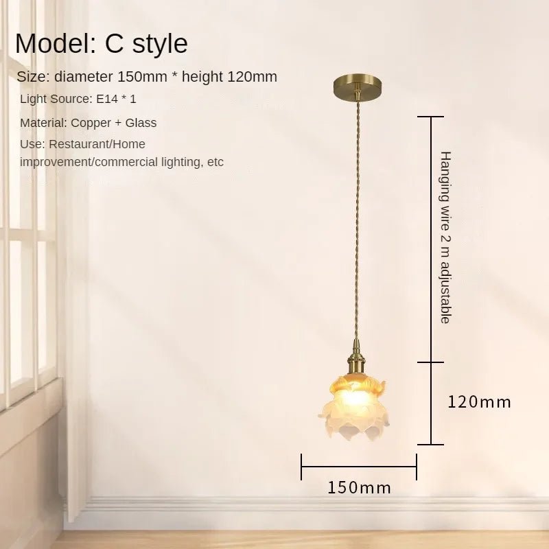 French Rose Petal All Copper Glass Lights - Hans Lumiere