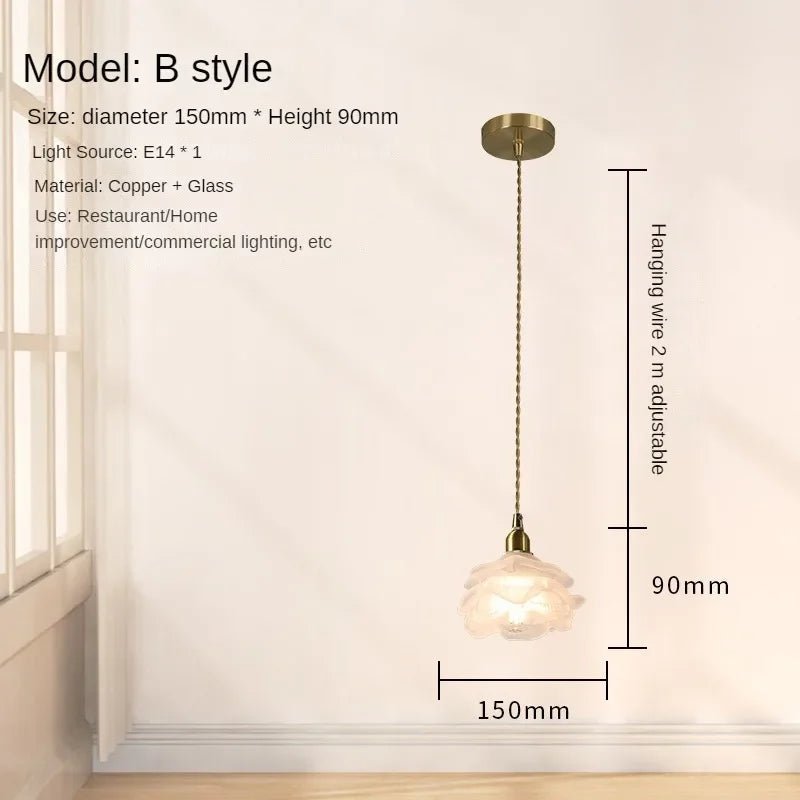 French Rose Petal All Copper Glass Lights - Hans Lumiere