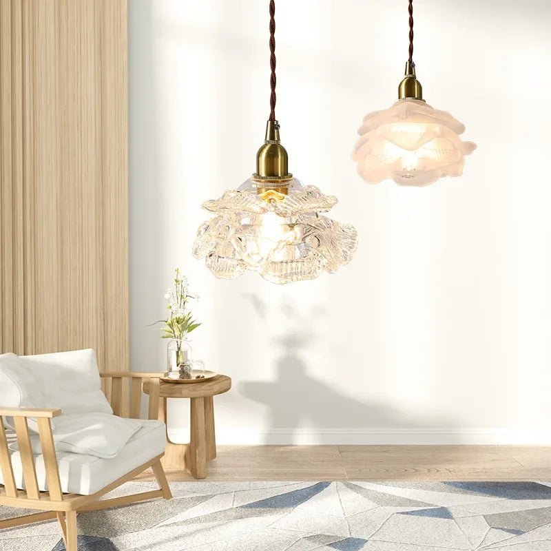 French Rose Petal All Copper Glass Lights - Hans Lumiere