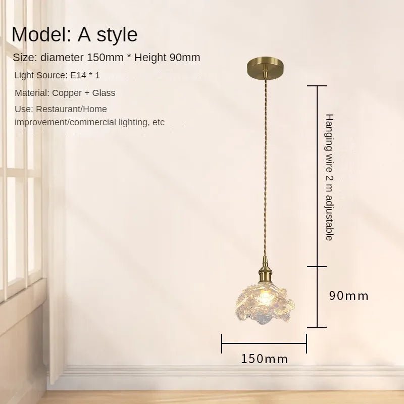 French Rose Petal All Copper Glass Lights - Hans Lumiere