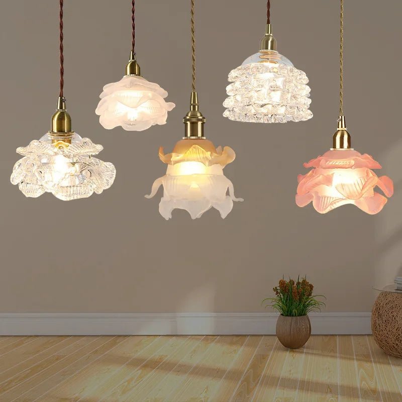 French Rose Petal All Copper Glass Lights - Hans Lumiere