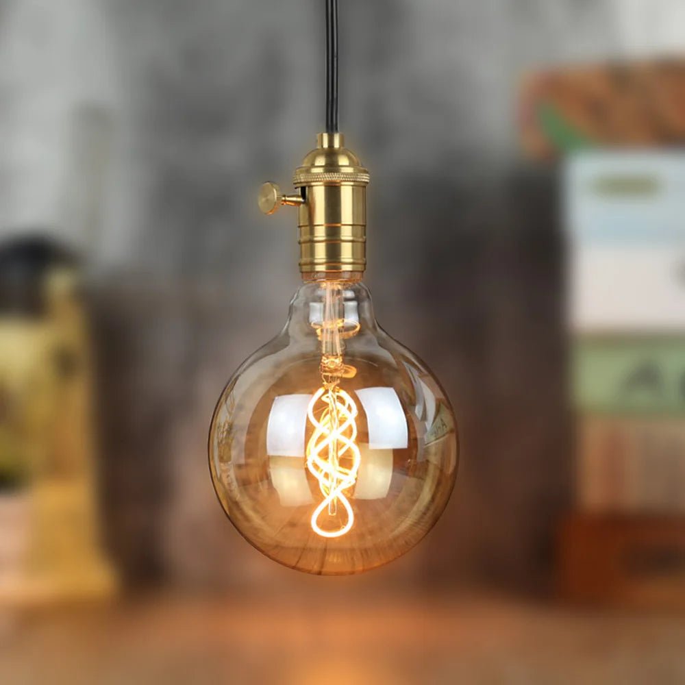 G125 Big Globe Spiral Filament Edison LED Bulb 4W Dimmable Amber, E26 E27 - Hans Lumiere