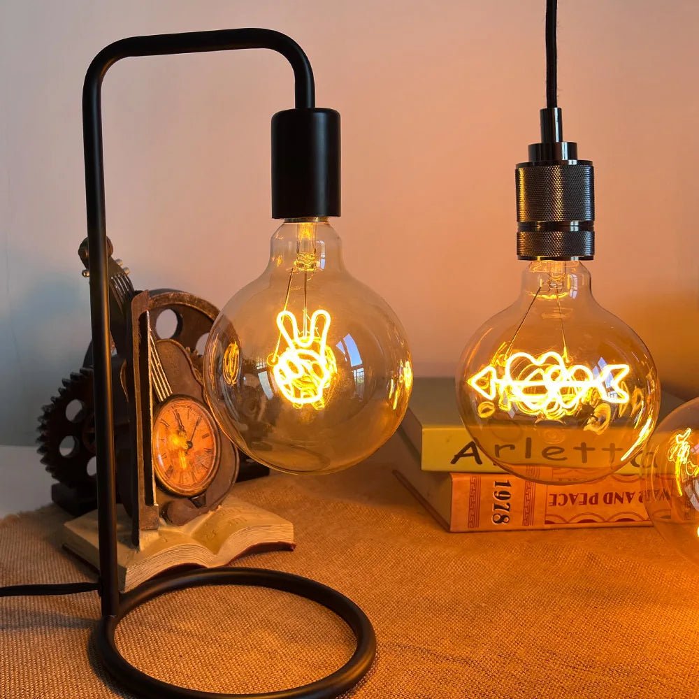 G125 Word Filament Edison LED Bulb 4W Dimmable, Love Home Hello Heart & Music Designs - Hans Lumiere