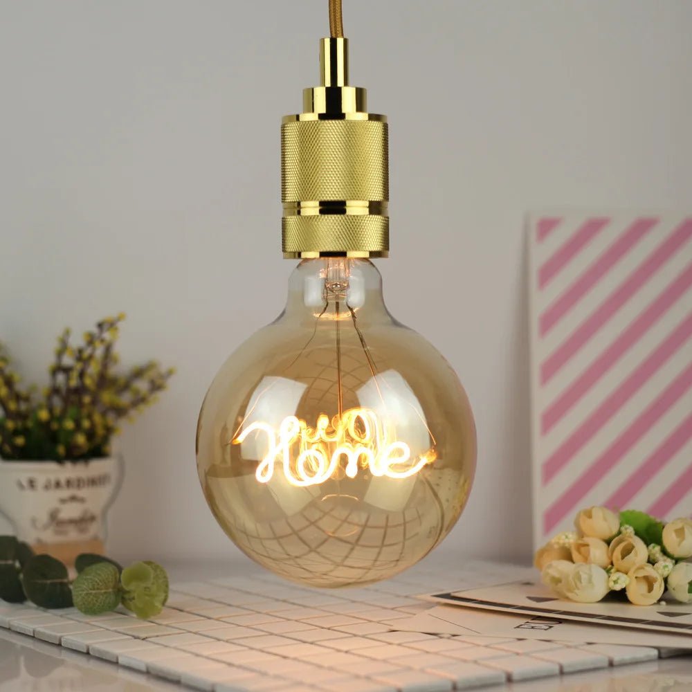 G125 Word Filament Edison LED Bulb 4W Dimmable, Love Home Hello Heart & Music Designs - Hans Lumiere