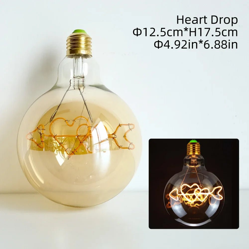 G125 Word Filament Edison LED Bulb 4W Dimmable, Love Home Hello Heart & Music Designs - Hans Lumiere