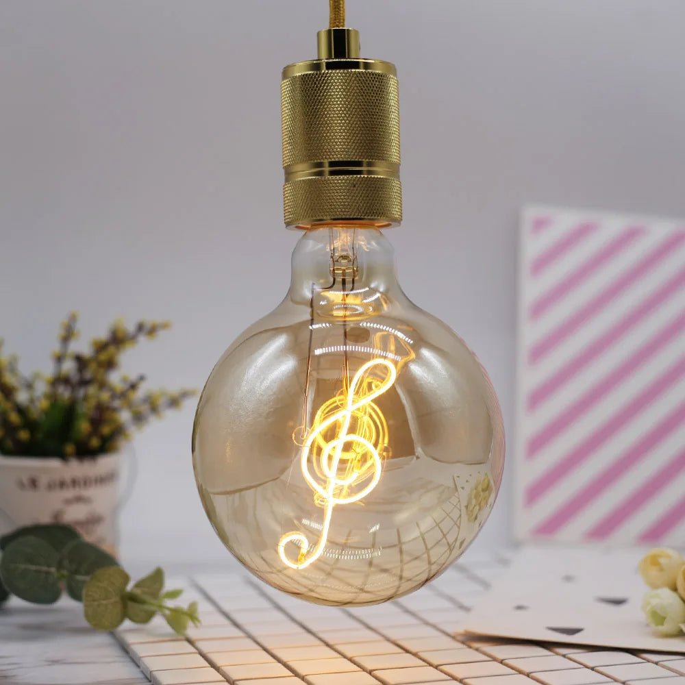 G125 Word Filament Edison LED Bulb 4W Dimmable, Love Home Hello Heart & Music Designs - Hans Lumiere