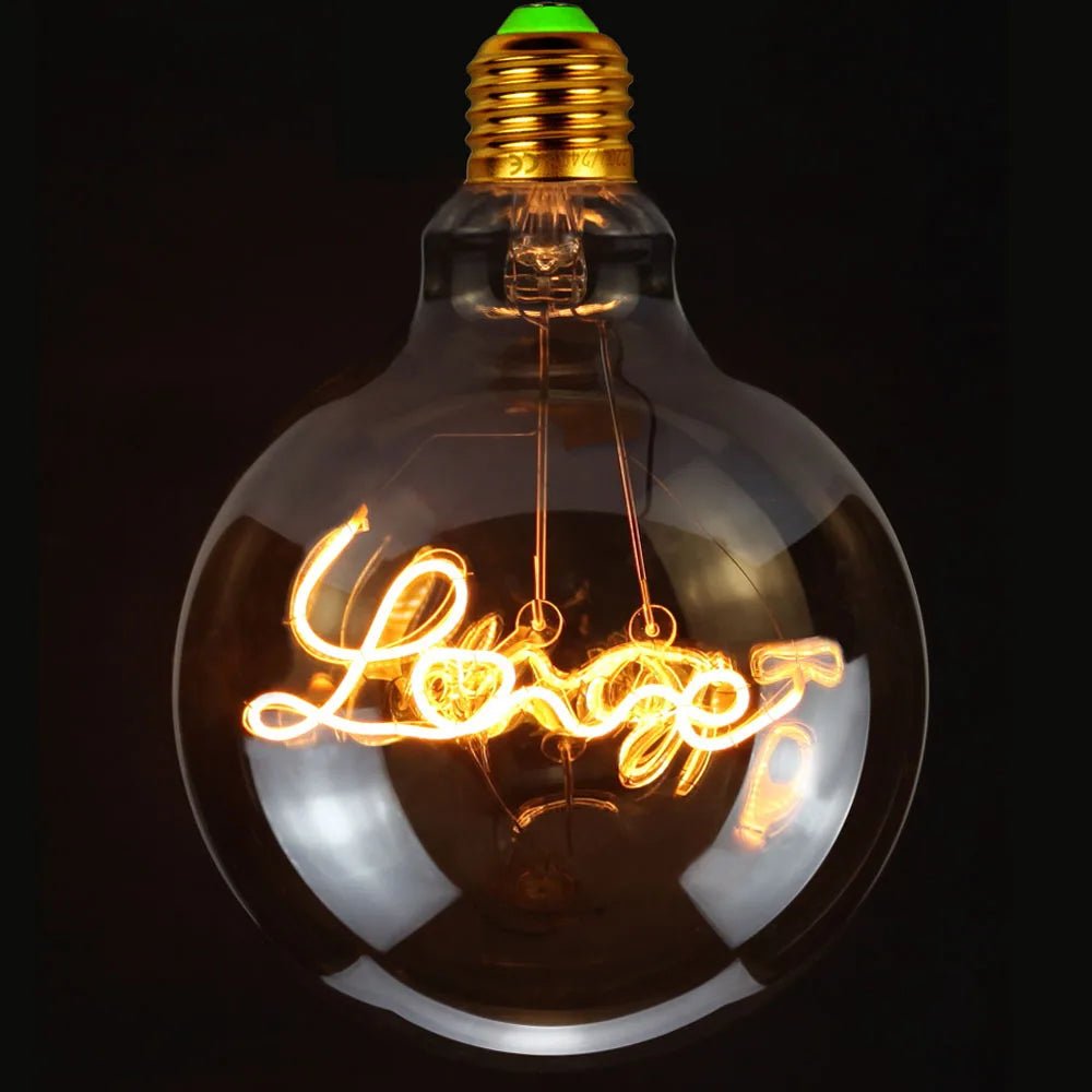 G125 Word Filament Edison LED Bulb 4W Dimmable, Love Home Hello Heart & Music Designs - Hans Lumiere