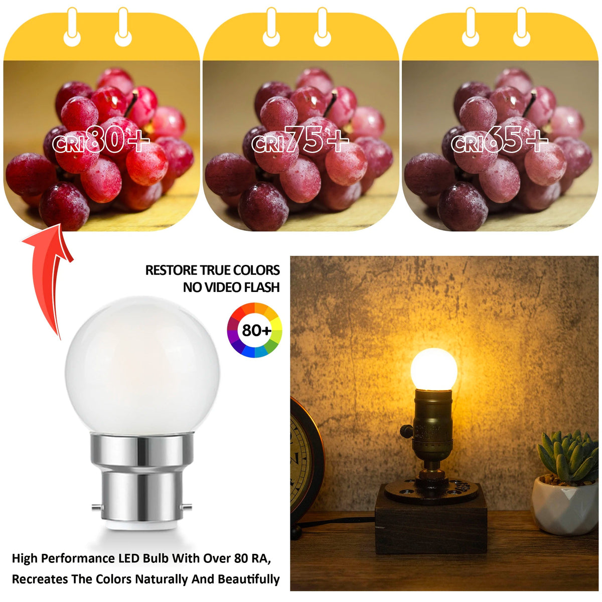 G40 Frosted Globe Edison LED Filament Bulbs B22 Bayonet 1.5W 2700K Dimmable, 2-15 Pack - Hans Lumiere