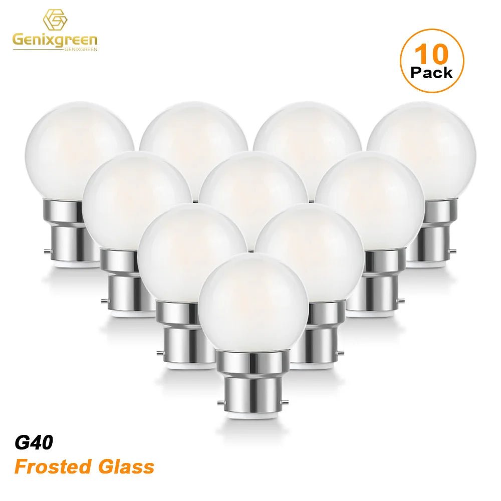 G40 Frosted Globe Edison LED Filament Bulbs B22 Bayonet 1.5W 2700K Dimmable, 2-15 Pack - Hans Lumiere
