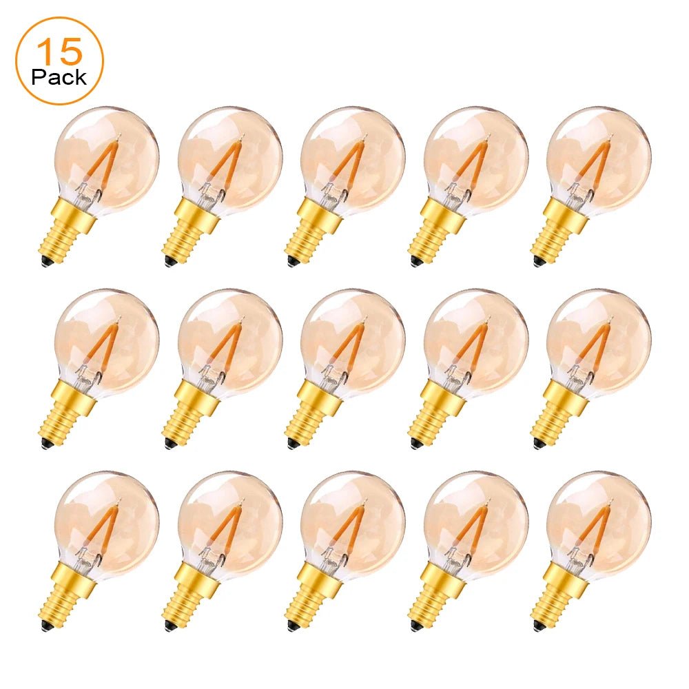 G40 Gold Tint Globe Edison LED Filament Bulbs E14 1W 2200K Dimmable, 220V or 12-24V, 6-25 Pack - Hans Lumiere