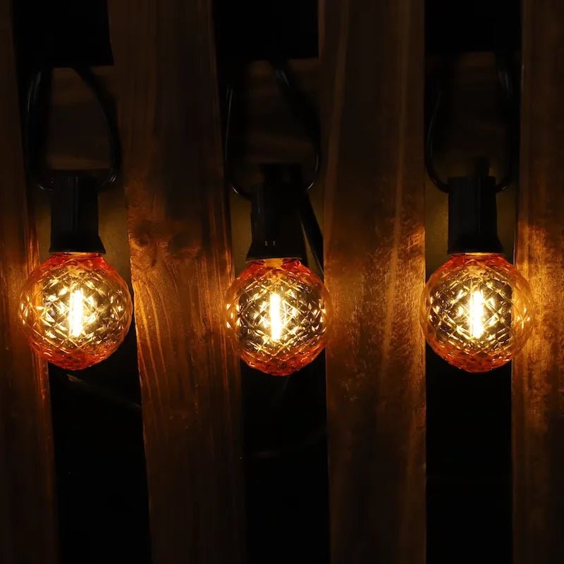 G40 Shatterproof Amber Diamond LED Bulbs E12 1W 2200K, 220V or DC 24V, String Light Replacement - Hans Lumiere
