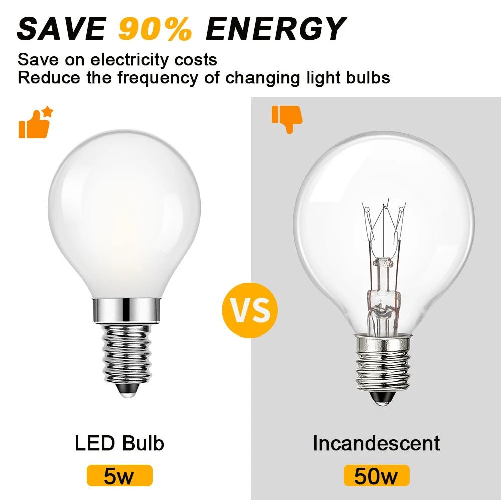 G45 Frosted Globe Edison LED Filament Bulbs E14 5W, Warm 3000K or Cool 6000K, 6 Pack - Hans Lumiere