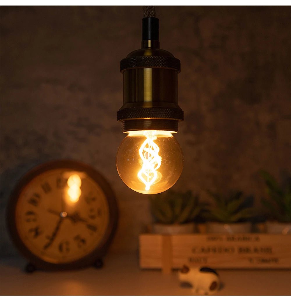 G50 Spiral Filament Edison LED Globe Bulbs 3W 2200K Dimmable, E12 E14 E26 E27, 2 or 6 Pack - Hans Lumiere