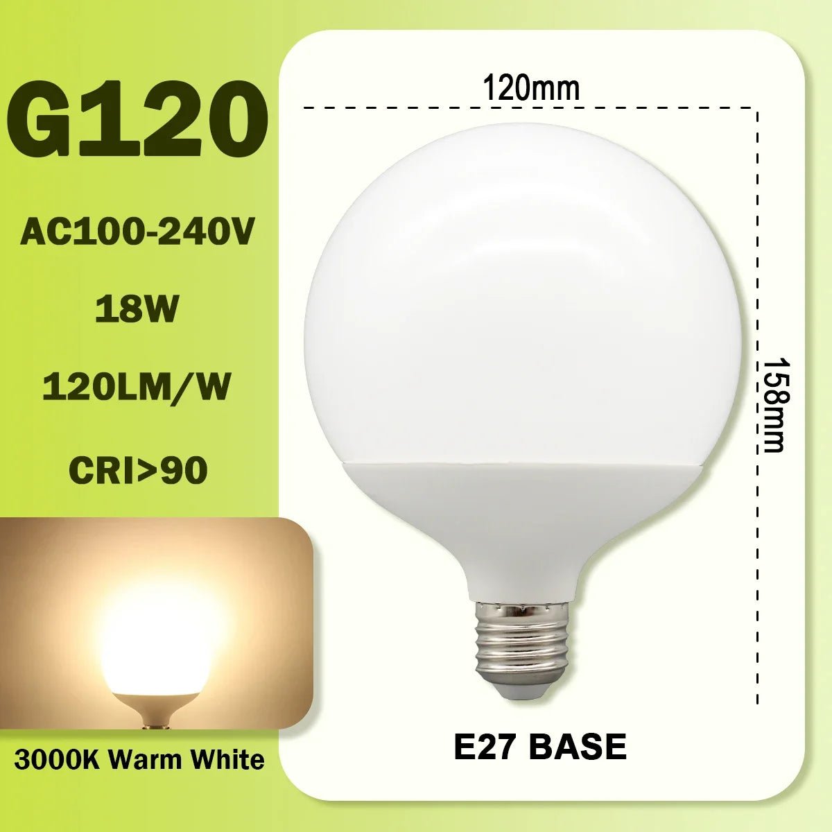 G80 G95 G125 Milky Globe LED Bulbs E27 10W 15W 18W CRI 90, Warm Neutral or Cool White, 6 Pack - Hans Lumiere