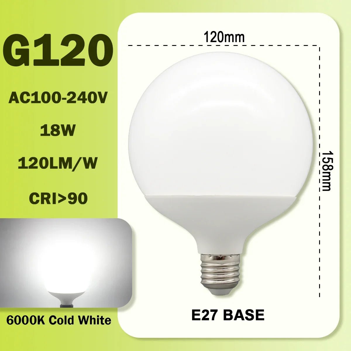 G80 G95 G125 Milky Globe LED Bulbs E27 10W 15W 18W CRI 90, Warm Neutral or Cool White, 6 Pack - Hans Lumiere