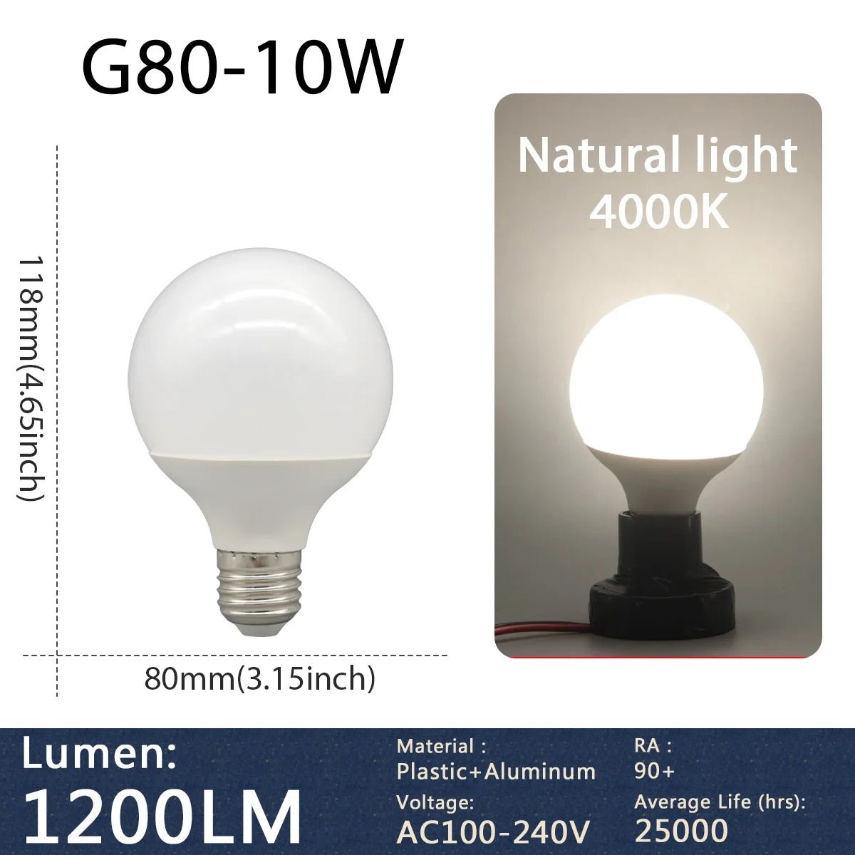 G80 G95 G125 Milky Globe LED Bulbs E27 10W 15W 18W, Warm Neutral or Cool White, 1-5 Pack - Hans Lumiere