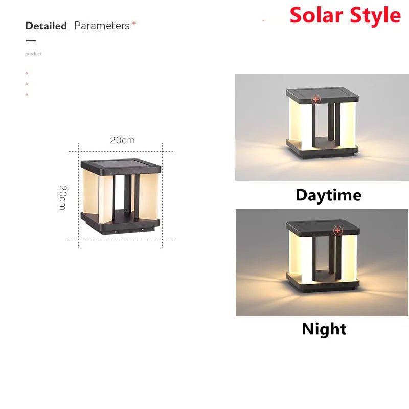 Garden Square Courtyard Solar LED Lawn Lamp - Hans Lumiere