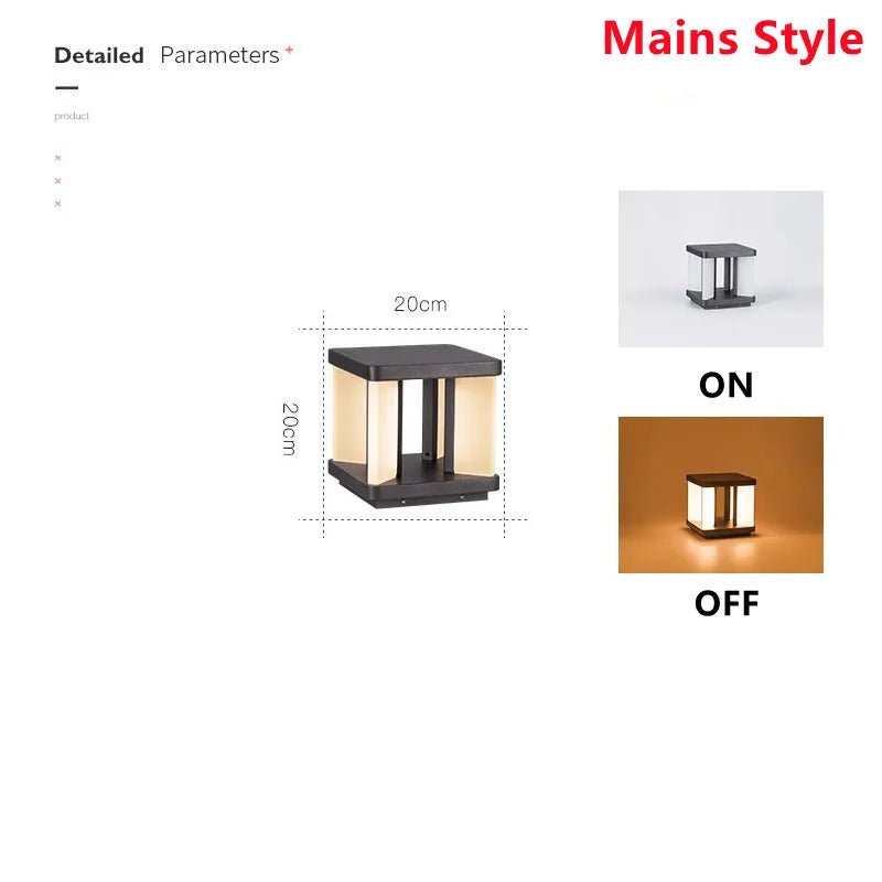 Garden Square Courtyard Solar LED Lawn Lamp - Hans Lumiere