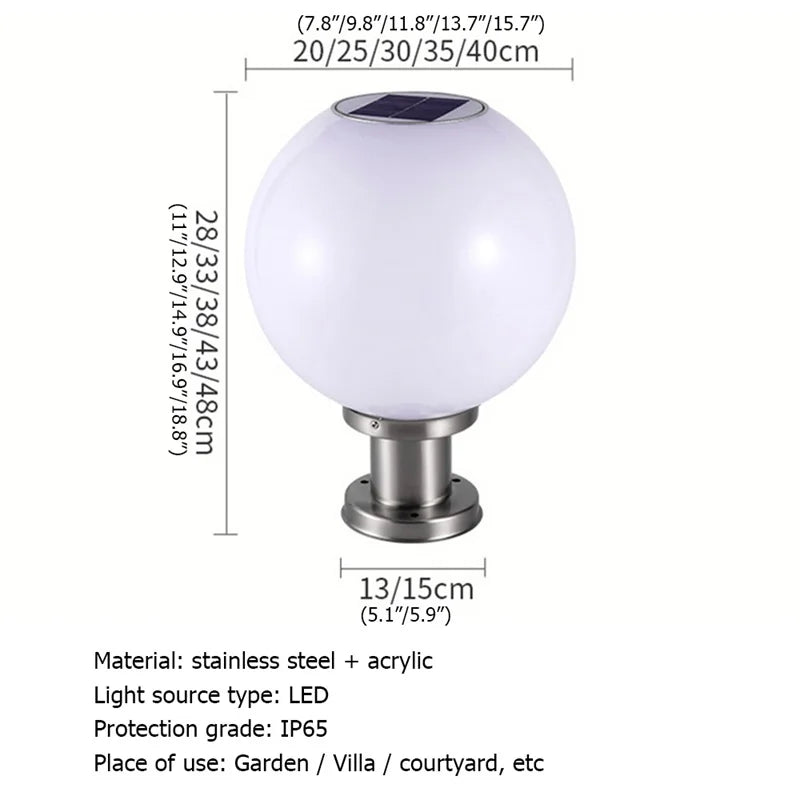 Globe Shade Waterproof Pillar Post LED Lamp - Hans Lumiere
