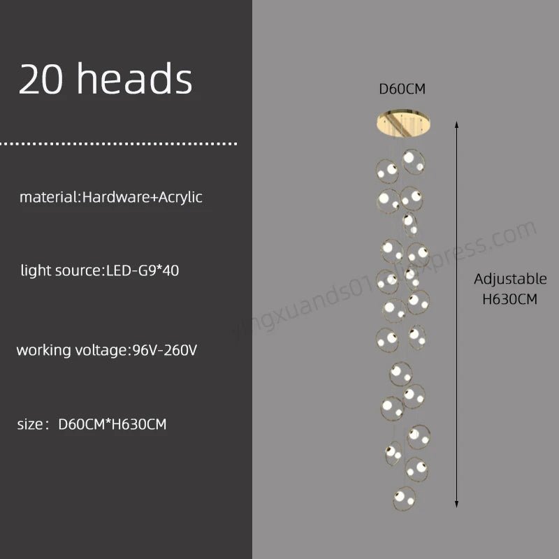 Hall Chandelier Staircase Modern Suspension Luster - Hans Lumiere