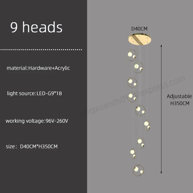 Hall Chandelier Staircase Modern Suspension Luster - Hans Lumiere