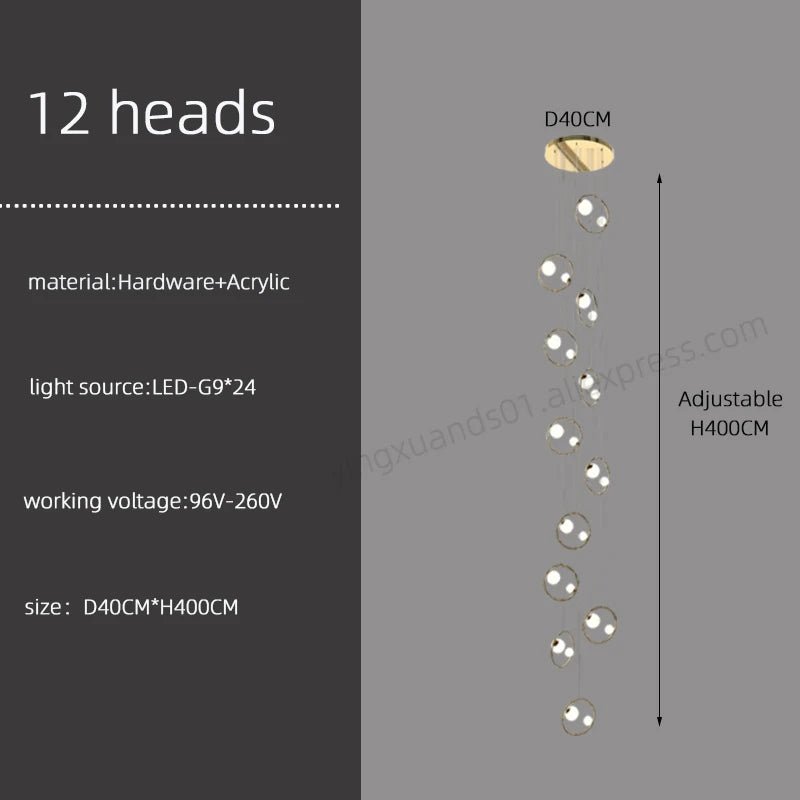 Hall Chandelier Staircase Modern Suspension Luster - Hans Lumiere