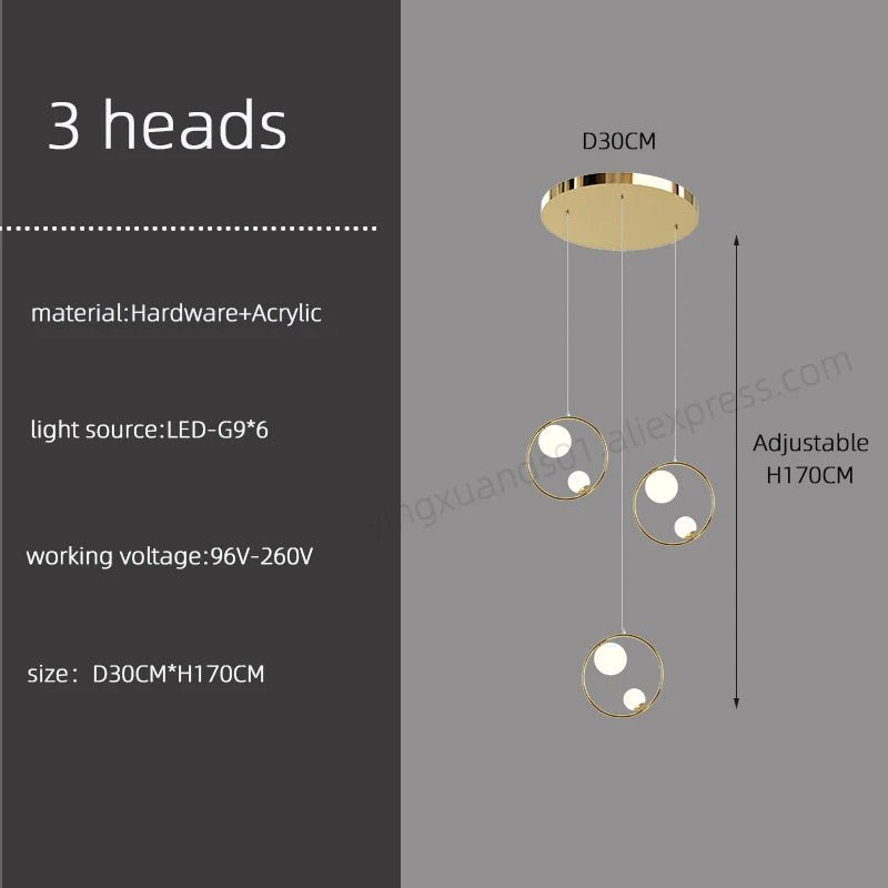 Hall Chandelier Staircase Modern Suspension Luster - Hans Lumiere