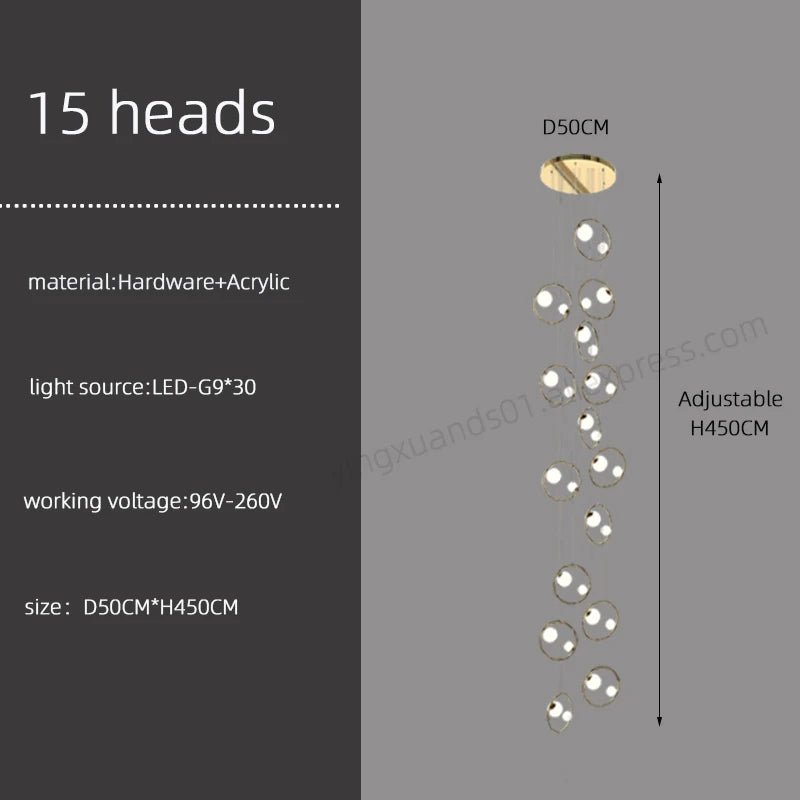 Hall Chandelier Staircase Modern Suspension Luster - Hans Lumiere