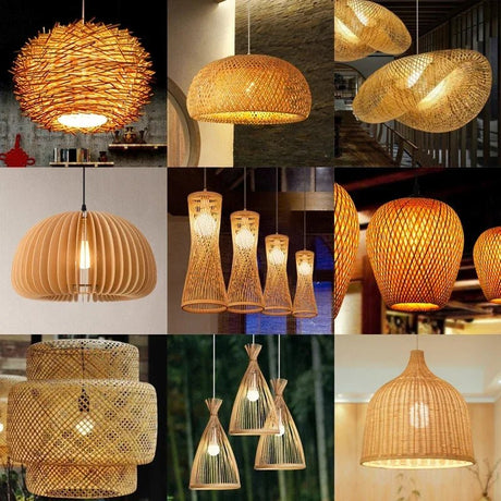 Handwoven Natural Rustic Asian Pendant Rattan Bamboo Lamps - Hans Lumiere