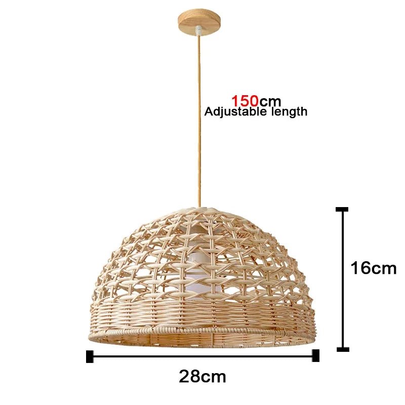 Handwoven Natural Rustic Asian Pendant Rattan Bamboo Lamps - Hans Lumiere
