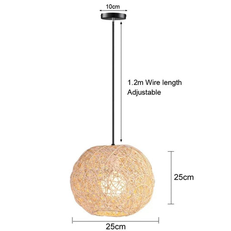 Handwoven Natural Rustic Asian Pendant Rattan Bamboo Lamps - Hans Lumiere