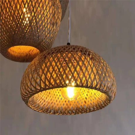 Handwoven Natural Rustic Asian Pendant Rattan Bamboo Lamps - Hans Lumiere