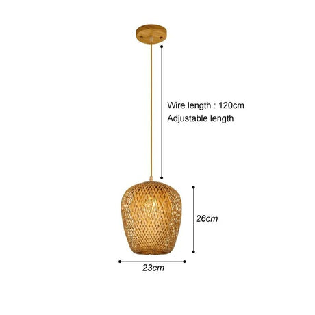 Handwoven Natural Rustic Asian Pendant Rattan Bamboo Lamps - Hans Lumiere