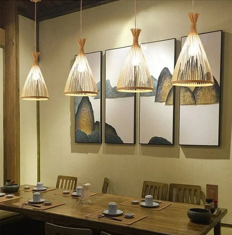 Handwoven Natural Rustic Asian Pendant Rattan Bamboo Lamps - Hans Lumiere