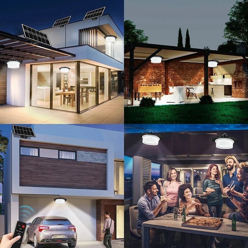 Indoor Outdoor 244 LED Solar Pendant Light With Motion Sensor - Hans Lumiere