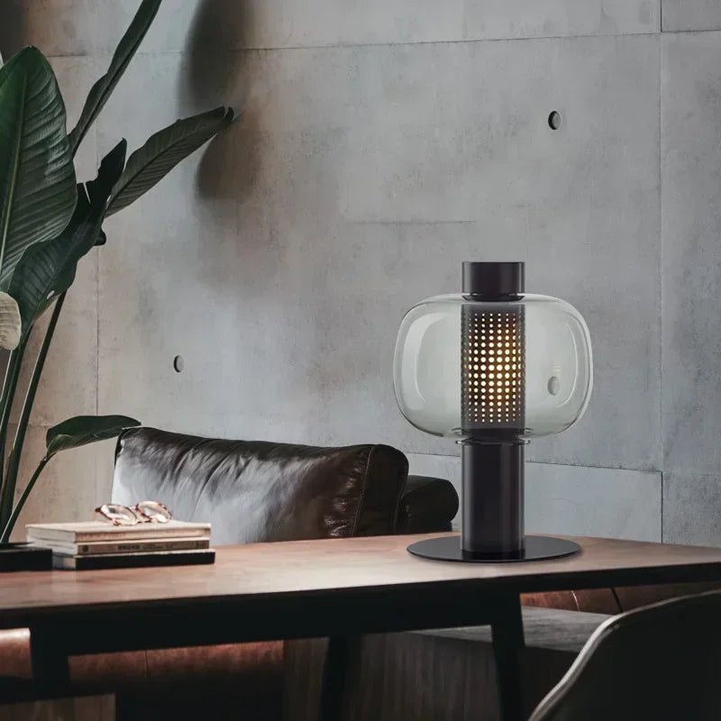 Italian Art Deco Glass Table Lamp – Designer LED Desk Light for Bedroom & Living Room - Hans Lumiere
